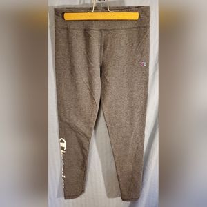 Champion Leggings Grey with Large White Script Logo, Size Large